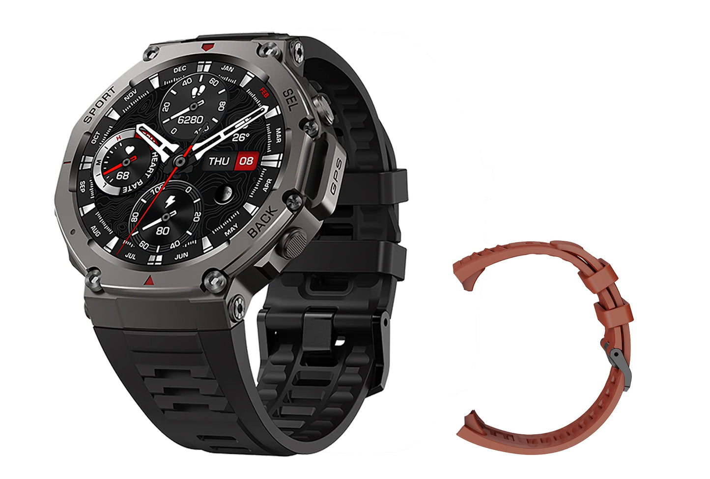 Smart Watch For T-Rex 3 GPS Smartwatch AMOLED Touch Screen 5ATM Outdoor Compass Smart Fitness Sport Monitor Men Watch ForXiaomi