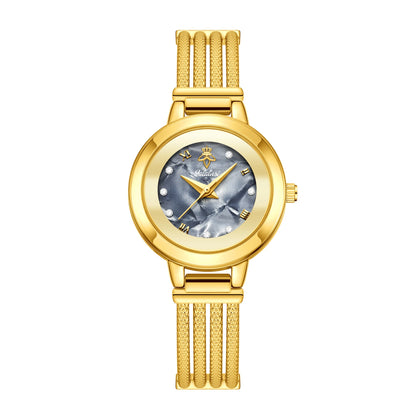 YaLaLuSi Brand Fashion Hot Ladies Quartz Watch Rhinestone Analog Scale Luxury Gold Watch Skeleton Wristband Gift Boxed